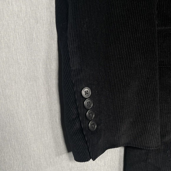 NWT Saddlebred 44R Corduroy Cotton Sport Coat Blazer Jacket Solid Black 2 Button - Picture 4 of 10